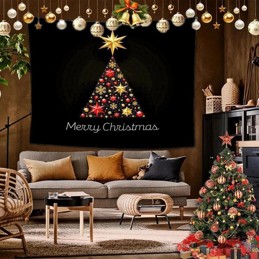 Christmas Tree Tapestry Background Cloth Hanging Cloth Bedroom Bedside Decorative Wall Cloth Rental Dormitory Tapestry