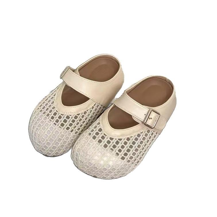 2025 autumn and autumn new fashionable versatile thick bottom heightening casual hollow mesh Boken transparent temperament bag head dragging woman