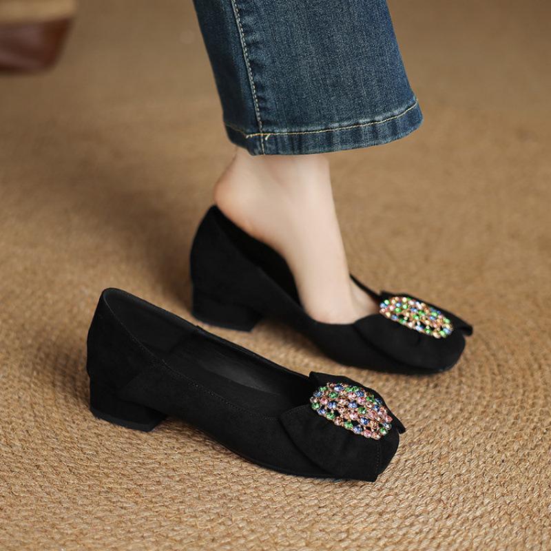 

Новые женские туфли на низком каблуке, ленивые туфли на одну педаль, однотонные повседневные одинарные туфли, резиновая мягкая подошва с неглубоким вырезом, размер одинарные туфли женские 43 (customization is not returned or exchanged) чёрный