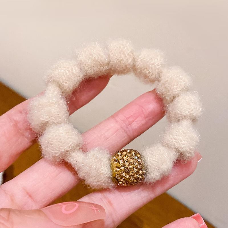 

10 шт. Осенне-зимние молочно-кофейные женственные квадратные бриллиантовые галстуки для волос, резинка для хвостика с высокой эластичностью, повышающая уровень внешности