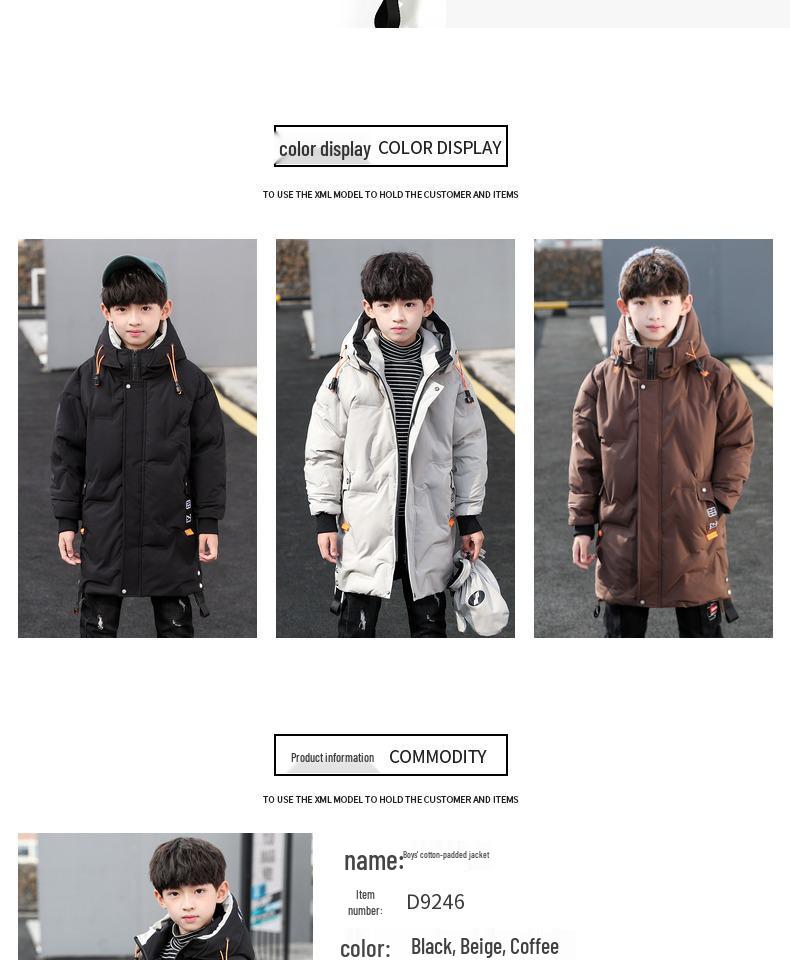Boys' Winter Mid-Length Cotton Coat 2024 - Thick, Trendy Down Jacket for Kids