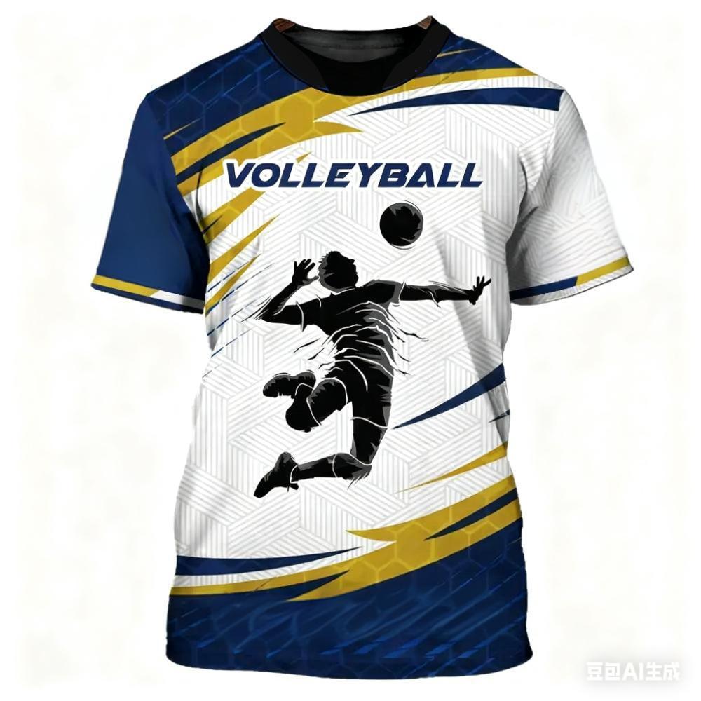 Volleybolltröja 3D-printad kortärmad T-shirt snabbtorkande andningsbar volleybollsportkläder tröja volleybollentusiaster g