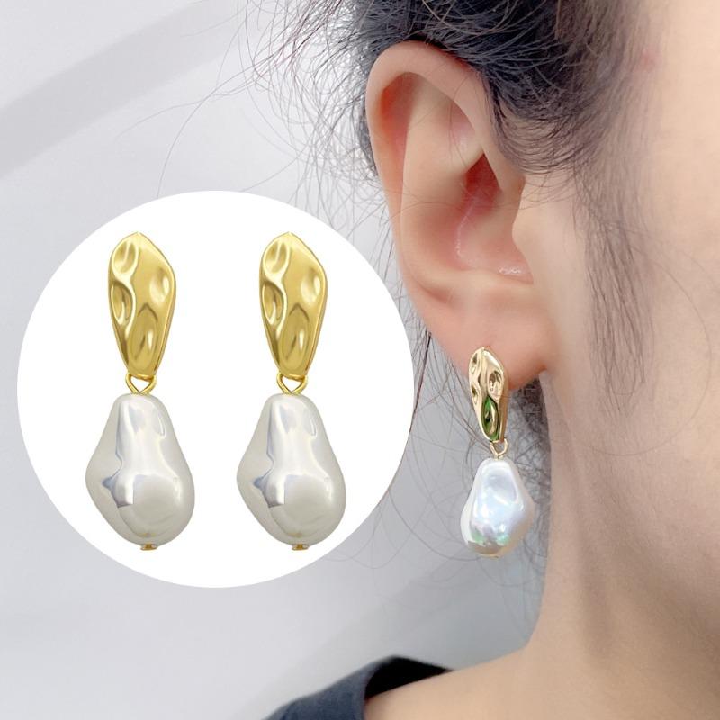Boucles d'oreilles perles Meier, tiges en argent sterling s925, clous vintage haut de gamme, bijoux subtilement luxueux et uniques