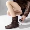 Fashion Design Vintage Bow Short Boots 2025 Autumn French Style Soft Sole Non-slip Low Heel Boots Solid Color Versatile Women's Boots