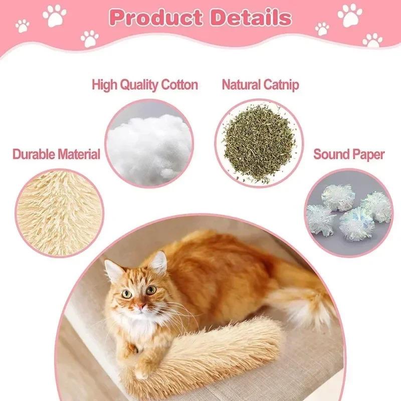 Catnip Toys for Cats Plush Pillow with Crinkle Sound and Catnip Self Healing Interactive Chew Toy Kitten Teething Toys Pet