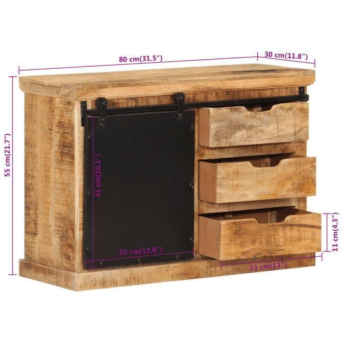 VidaXL Buffet 80x30x55 cm bois de manguier brut massif 355844