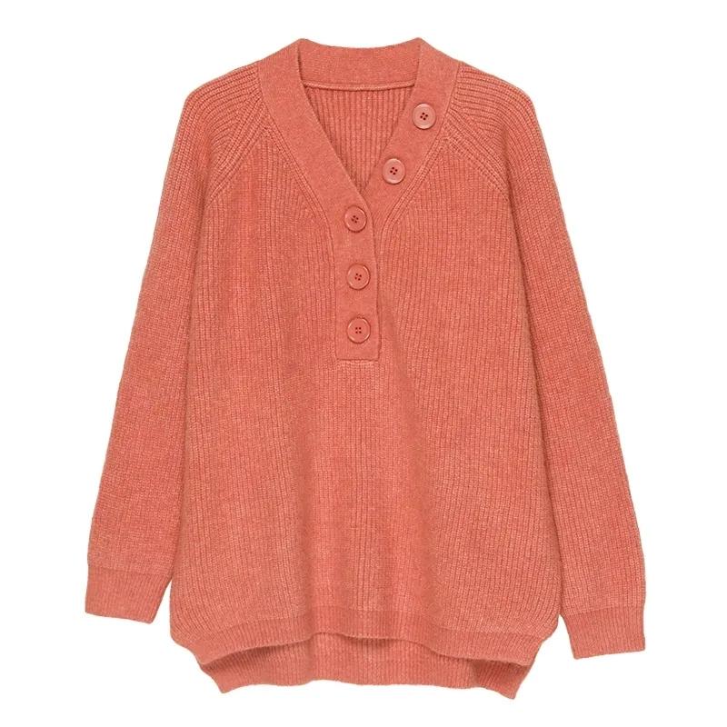 Sweater Women's Pullover Knitwear V-neck Korean Solid Color Loose Casual Top Trending Sweater Autumn and Winter Tops Lady Style