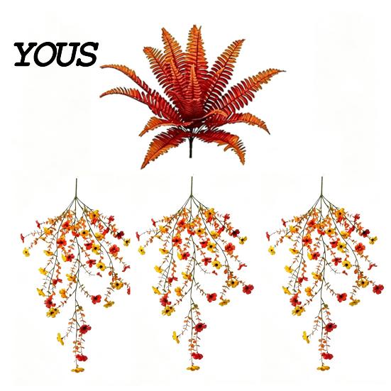 Maintenance Free Decorative Plants Fall Artificial for Hanging, UV-Resistant Faux Flowers, Realistic Plastic Flowers Garden Trailing Vines Autumn