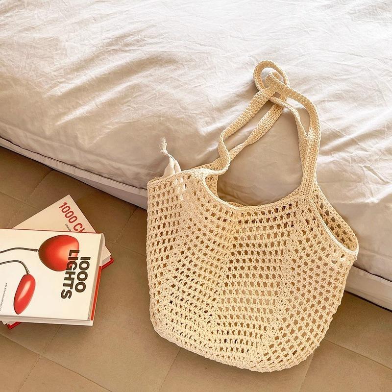 Woven bag spring autumn and winter new straw bag large capacity hollow lazy wind beach vacation shoulder women's bag