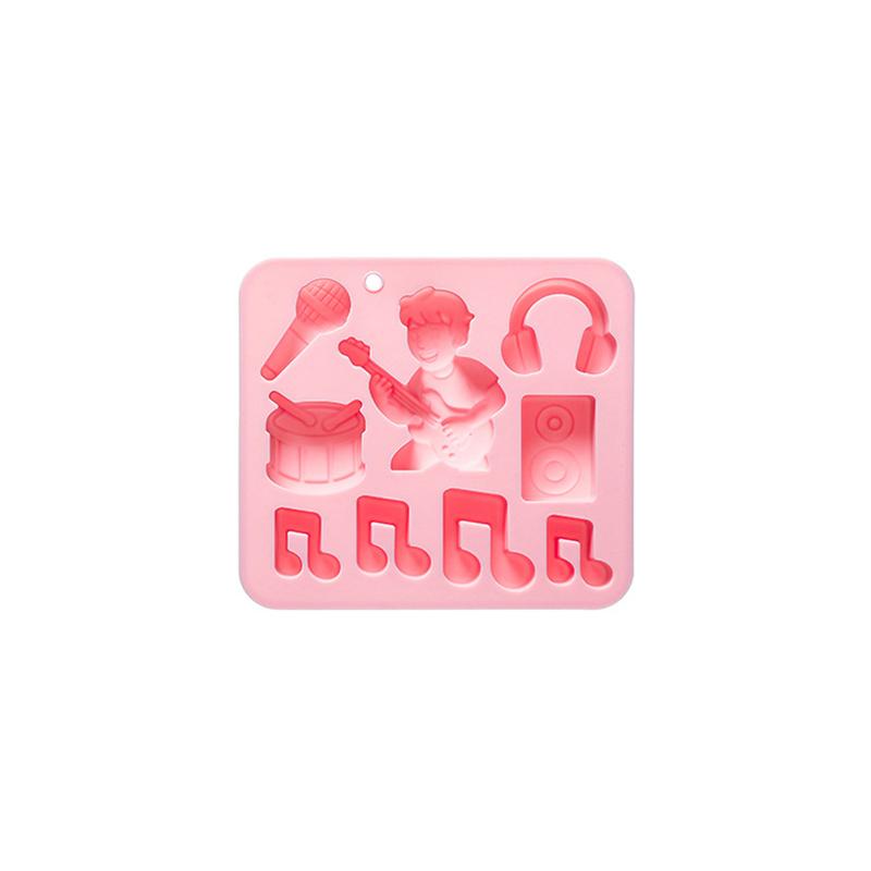 

9-Hole Music Festival Theme Silicone Mold Musical Notes, Audio, Microphone Fondant Candy Chocolate Mould Cake Decorating Tools розовый