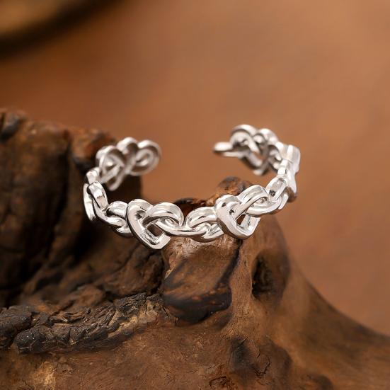 Thumb Ring Hollow Heart Shape Adjustable Opening Design Finger Ring Stainless Steel Finger Band Versatile Jewelry Gift