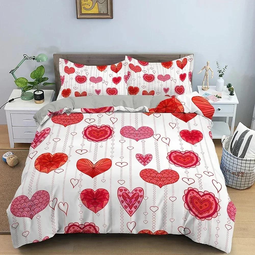 New 3D Luxury Bedding Set Love Heart Duvet Cover Single Full Quilt Cover Comforter Bedding Bed Set For Girls Woman