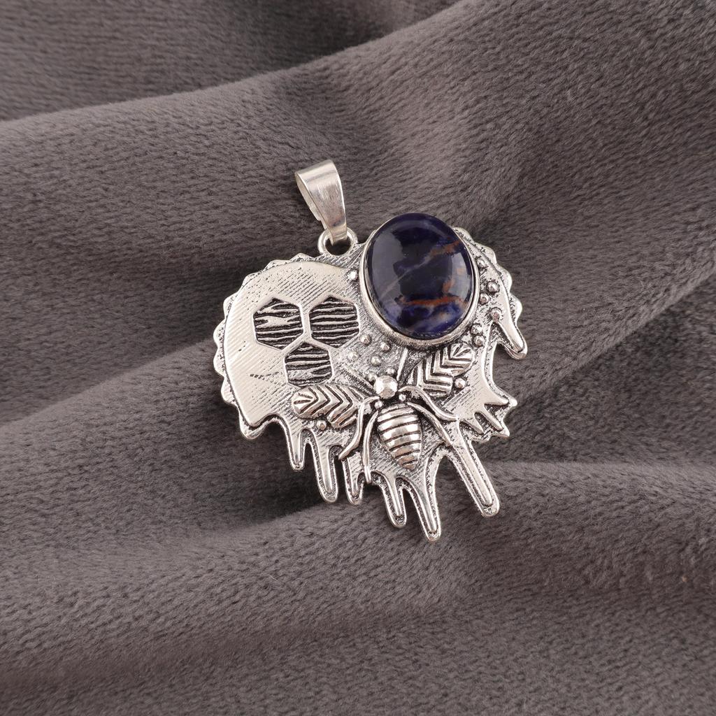 Sodalite Handmade Gemstone Pendant, 925 Solid Sterling Silver Pendant Antique Jewelry, Pendant For Engagement Gift