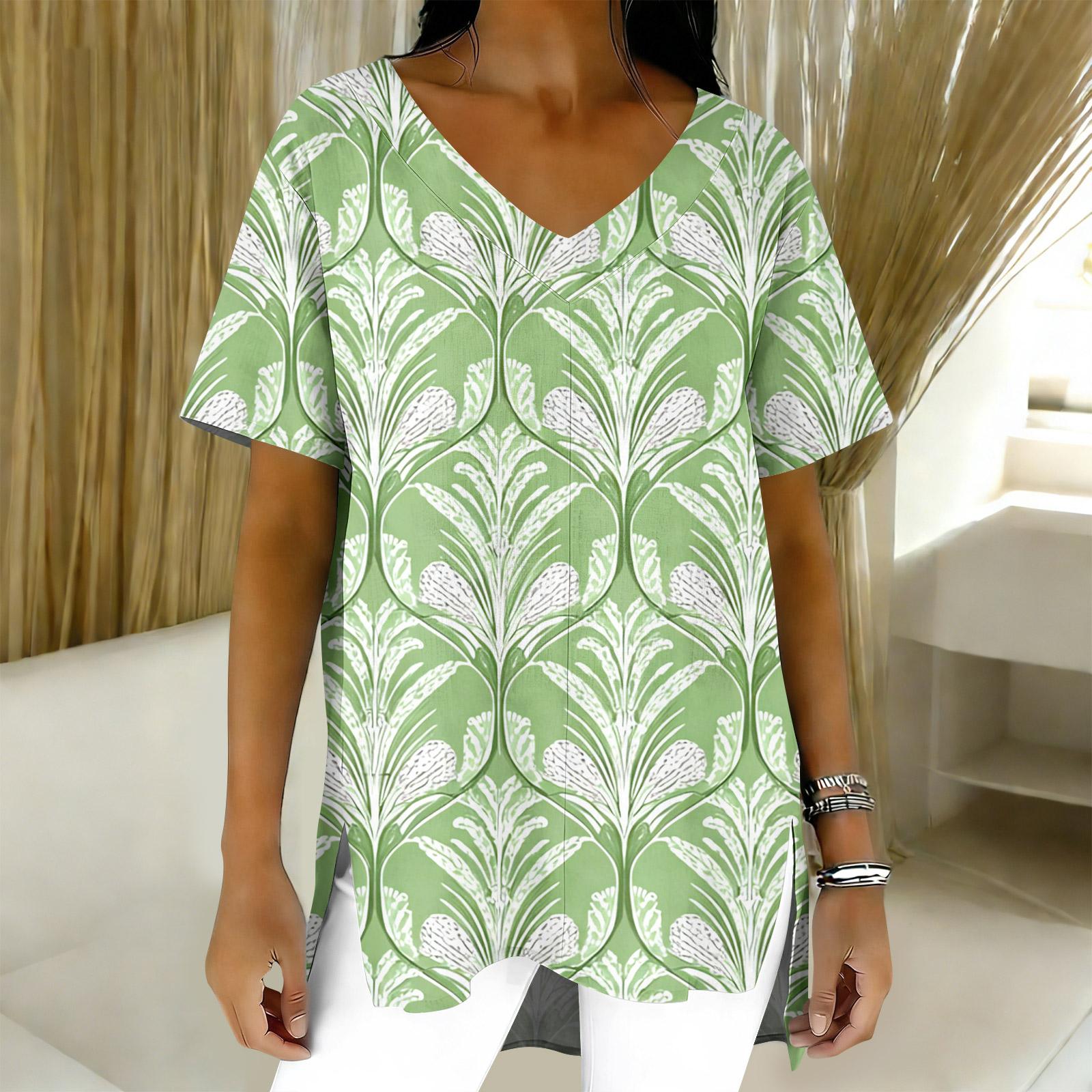 

Women s Fashion Casual Short Sleeve Floral Print Top XL