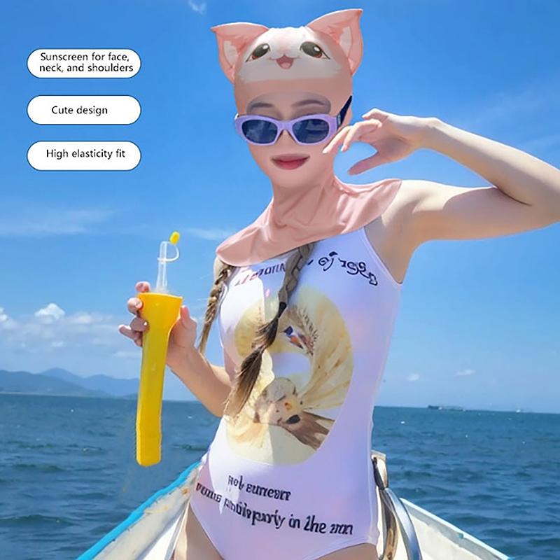 Swiming Diving Facekini Uv Sun Protection Full Face Mask Head Neck Cover Face Elastic Swim Cap For Diving Water Sports Wear