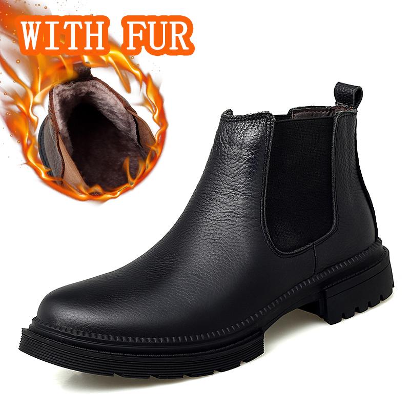 Men Winter Boots Ankle Leather Non Slip Comfortable Wear For Daily Use Durable Material With Good Quality 40 11350₽