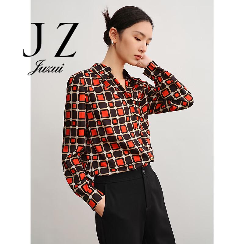 JUZUI Women s Casual Geometric Pattern Blouse 2XL