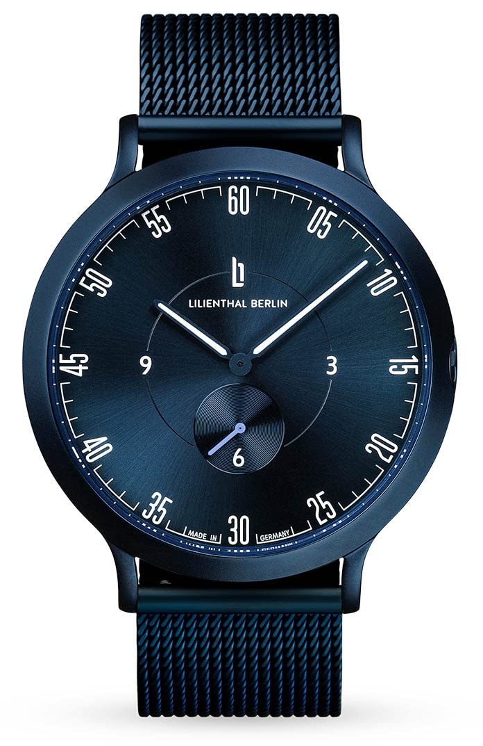 

Lilianthal Berlin Small Сделано в синем Мужские часы, Секунды, Германия, L01-108-B023E, синий