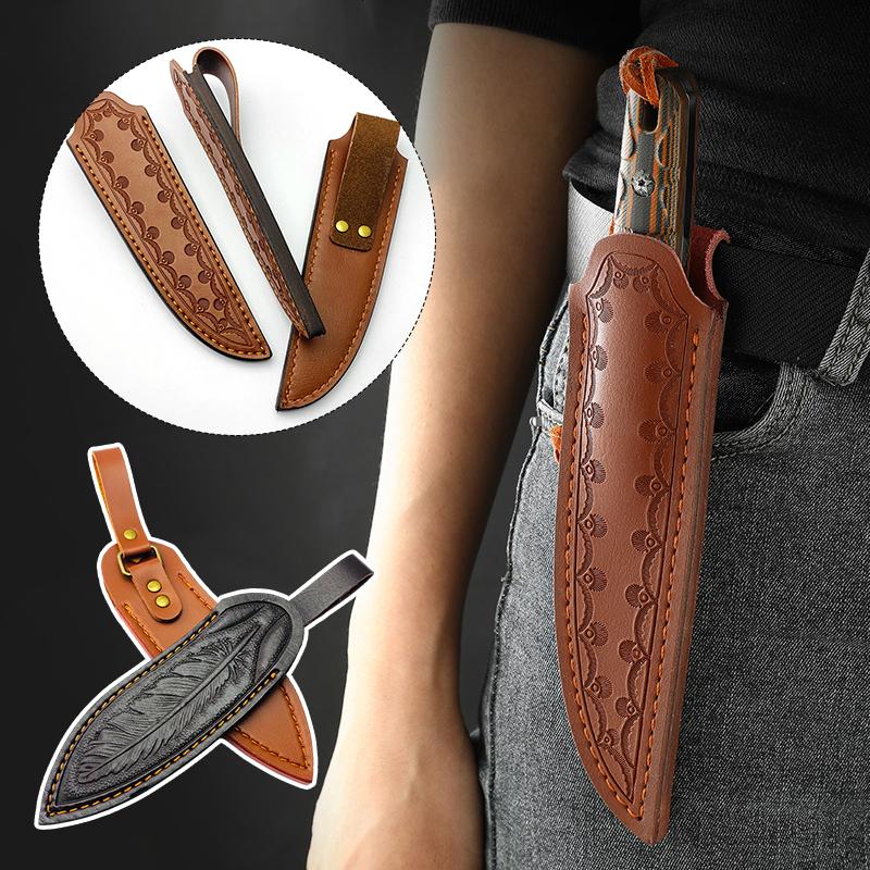 Rindsleder Messerscheide Outdoor Kleines Gerades Messer Set Gürtelschlaufe Jagd Multi Holster Tragescheide Camping Ledermesser Scheide