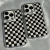 Black Checkered Phone Case For iPhone 17 Pro Max Cases iPhone Air 16E 16 15 14 13 12 11 XS X XR 7 8 Plus Transparent Soft Cover
