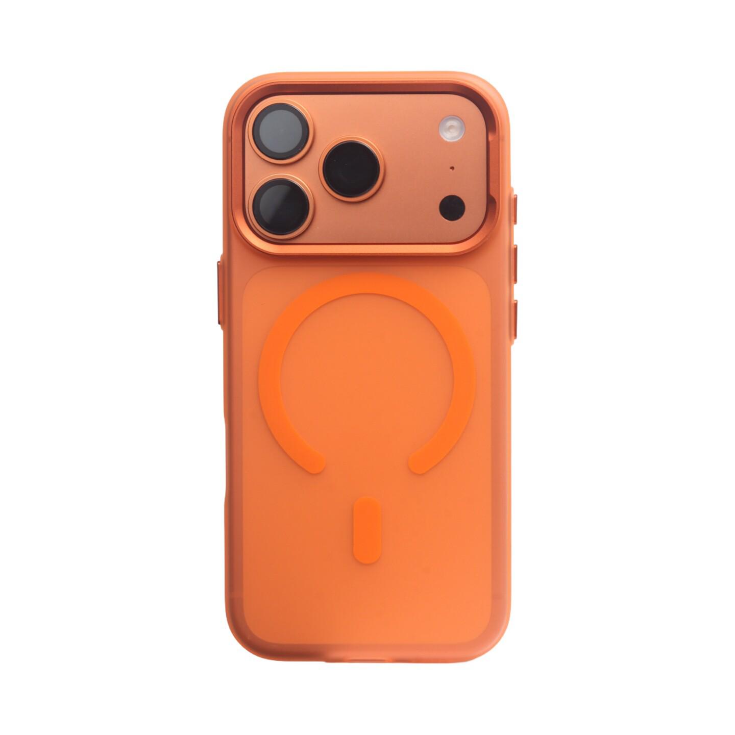 iPhone 17 Pro Max Matte Hard Case with Ice Mist & Magnetic Adsorption For iPhone 17 Pro Max оранжевый