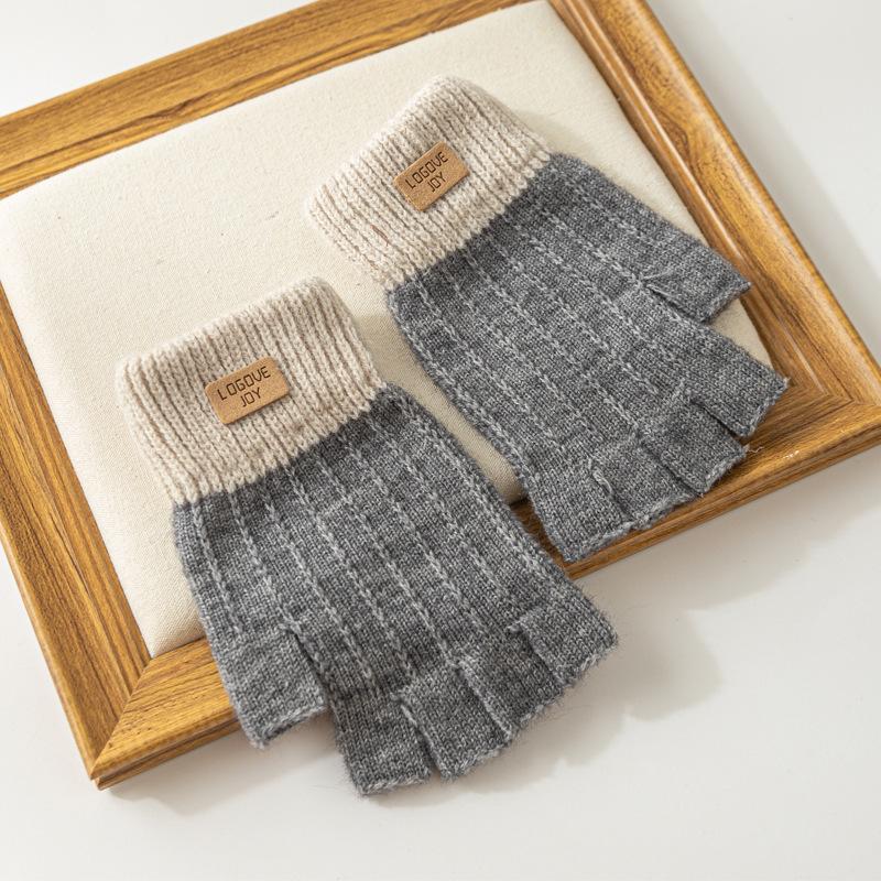 Women's Gloves Winter Cute Warm Riding Outdoor Gloves Touch Screen Knitted Woolen Gloves Half Fingers Gloves