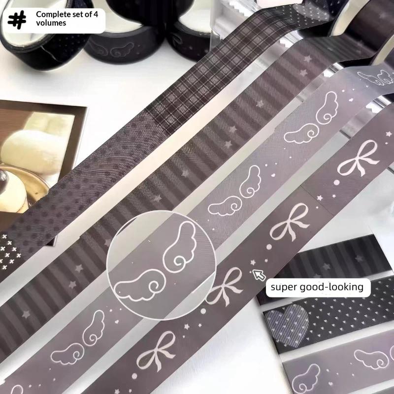 Wing Bow Grid Themed Decorative Tape Set 2/3Pcs INS Style Cute Adhesive Tapes for Journaling Gift Packing DIY Handcrafts