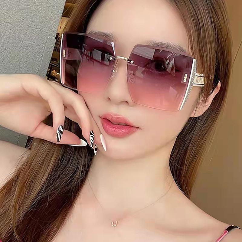 Vintage Square Frame Sunglasses For Women Classic Retro Gradient Mirror Frameless Sun Glasses Female Rimless Eyewear