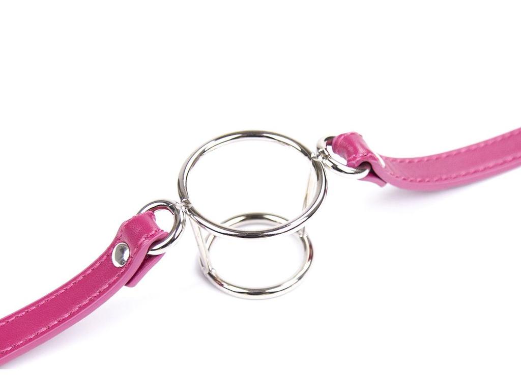 Leather & Iron Ring Gag: Double Metal Ring Mouth Plug for Men & Women, SM Erotic Toy