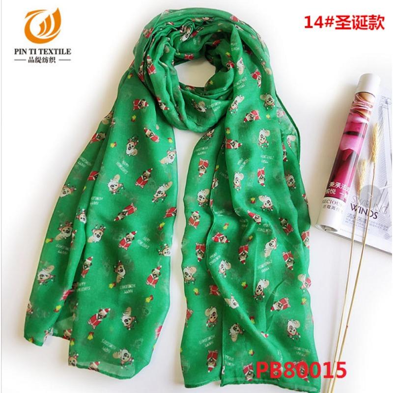 Christmas red and green snowman print Bali yarn scarf medium and long sunscreen beach towel pattern scarf