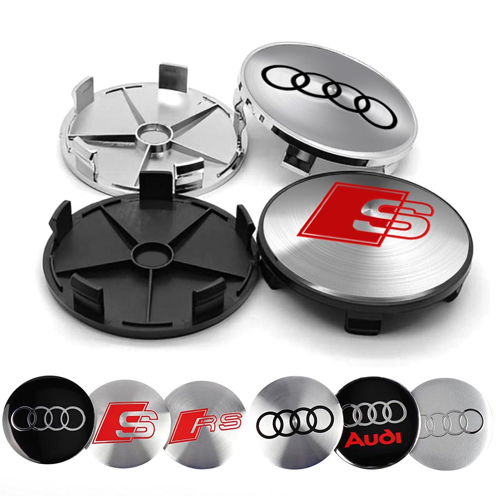 2026 4Pcs 56/60/63/65/68mm Car Wheel Stickers Center Hub Cap Badge Cover For Audi Q5 A4 B9 B7 A1 A5 Q3 Q7 A6 C6 C7 A4L A3 Sline RS A6