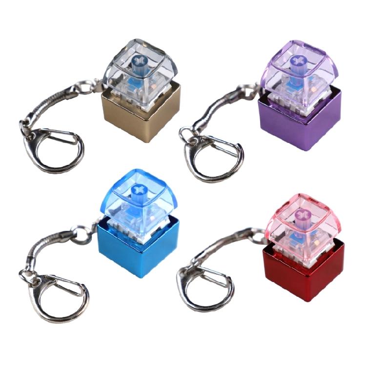 Stress Relief Keychain Mechanical Keyboards Keys Tester Keychain with Dynamic Color Zinc Alloy Base Cover For Durability