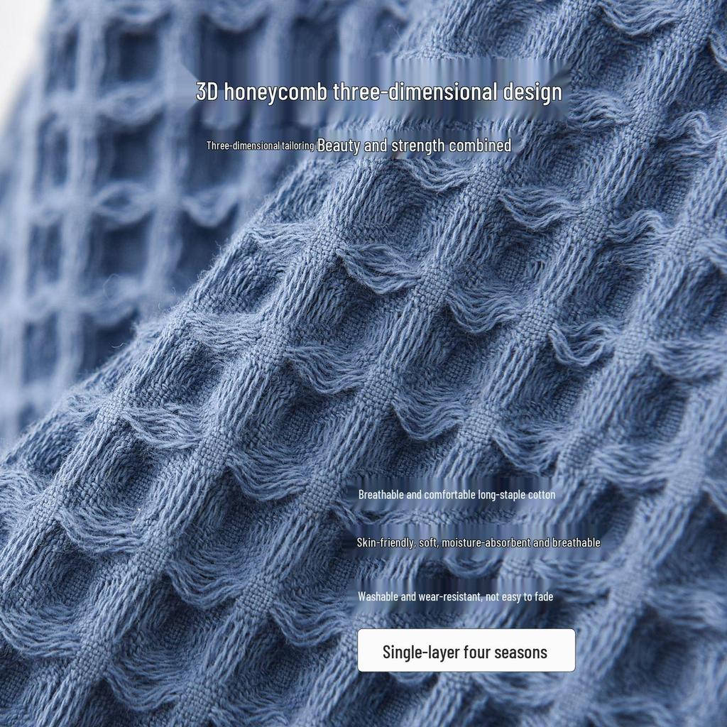 Japanische Baumwoll-Waffel-Yukata-Robe: Ganzjahres-Bademantel für Damen & Herren