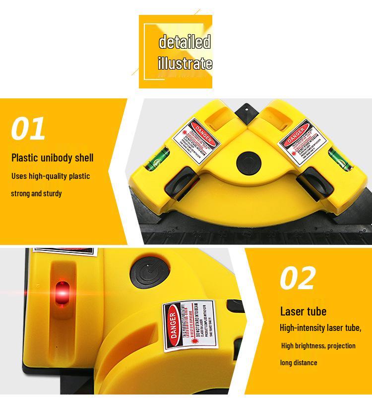 Unealtă de montat plăci la 90°: Nivel pentru plăci de perete, Unghiometru laser, Ghid de linie unghi drept