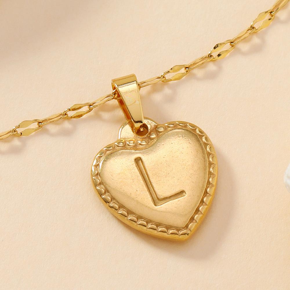 316L Stainless Steel Initial Necklace Letter Heart Pendant Chain For Women Jewelry Accessories