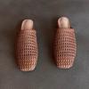 Ladies Slippers Flat Bottom Outside Woven Hollow Bag Head Half Slippers Women's Summer Flat Bottom Square Head Fashion Sandals