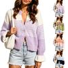 Cardigan tricoté color-block, polyvalent / pull d'hiver, à un seul bouton, haut en maille décontracté pour tous les jours