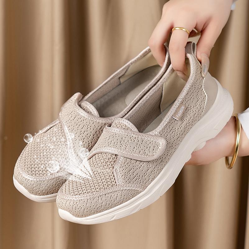 Beige Women Mesh Casual Shoes Non-Slip Breathable Hiking Shoes Wear-Resistant Lightweight Walking Shoes for Indoor Outdoor 42