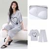 Summer Pajamas Set with Chest Pad for Women Plus Size 4XL 5XL Flower Print Short Sleeve Tops and Capri Pants Sleepwear Female Casual Pyjamas  Homewear