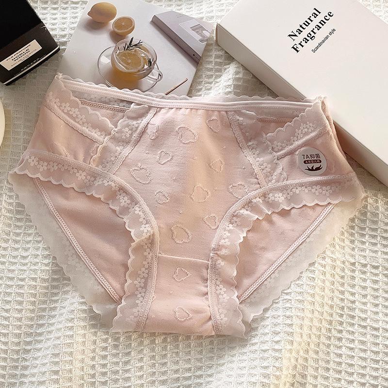 

Нижнее белье женские трусы А-класса хлопковые трусики средней талии для девочек кружевные края удобные дышащие бесшовные трусики для женщин M