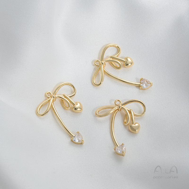 

Кулон-підвіска у вигляді рожевої квітки з бантом, що зберігає колір, з 14-каратного золота, заповненого золотом, для виготовлення ювелірних виробів своїми руками