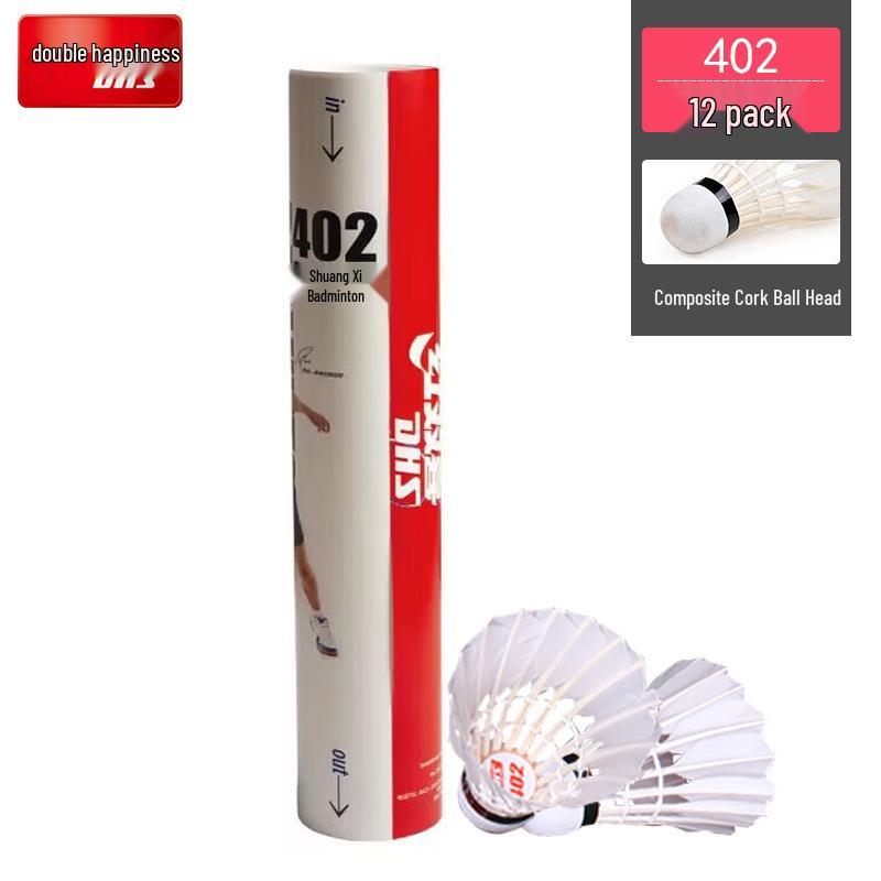 Durable Double Happiness Badminton King 402/402A Cork Head – Training & Competition Shuttlecock