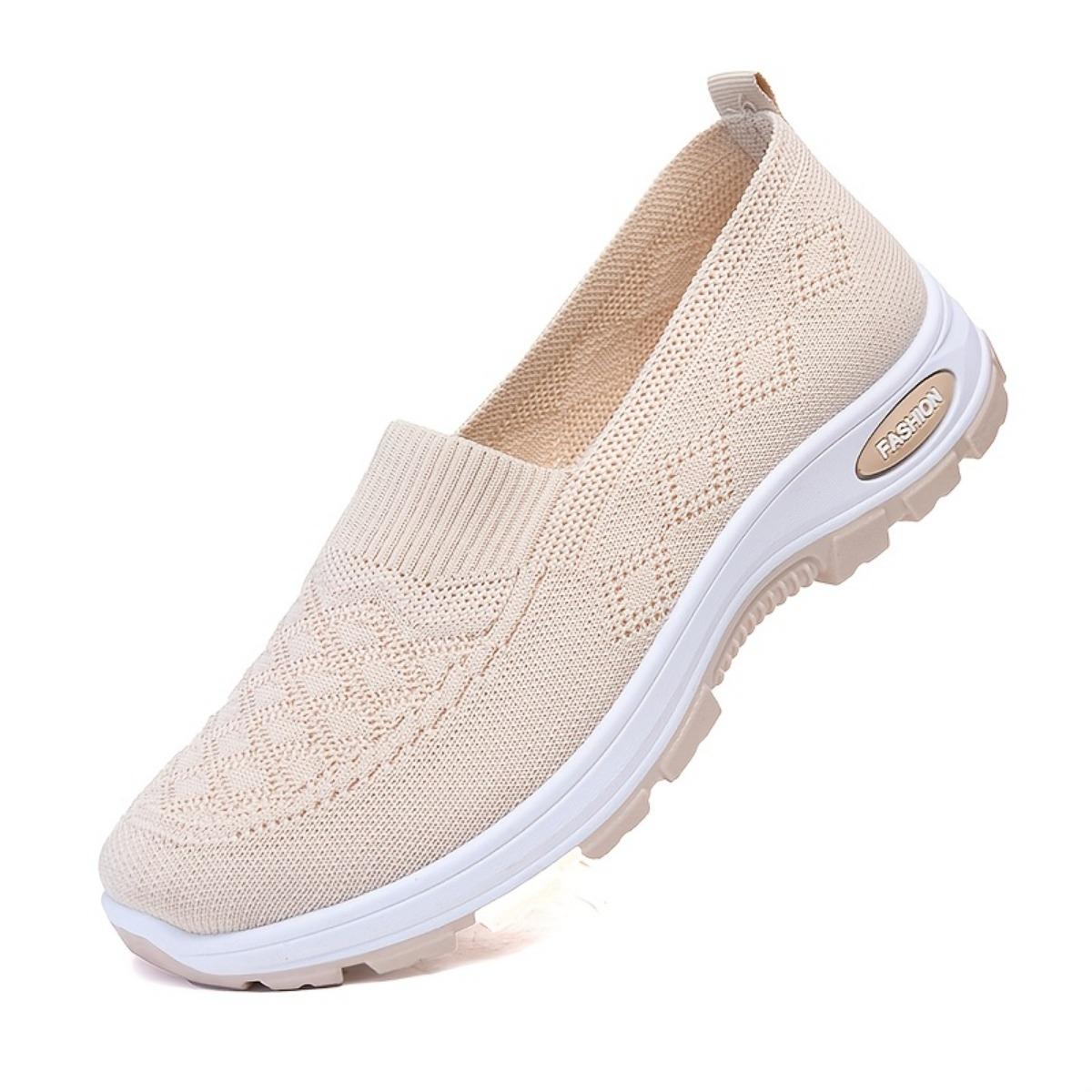 

Женские легкие и дышащие трикотажные одинарные спортивные туфли - удобные повседневные туфли с низким вырезом, круглым носком и тканевой подкладкой, женская спортивная обувь 39 бежевый