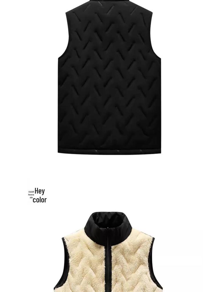 Men's Warm Lambswool Vest - Windproof, Thickened Cotton Jacket for Autumn & Winter