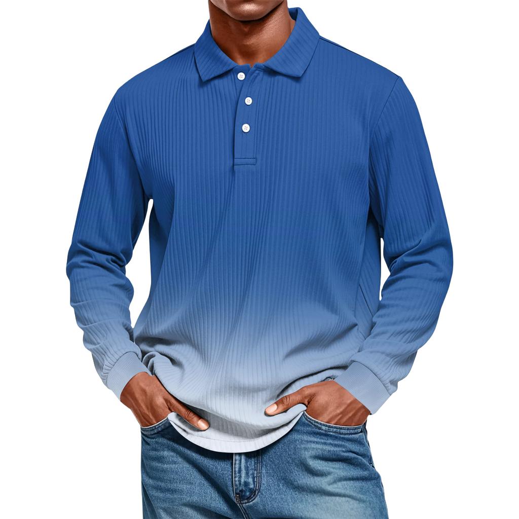 Men's Casual Style Solid Color Loose  Shirt Long-sleeved Top
