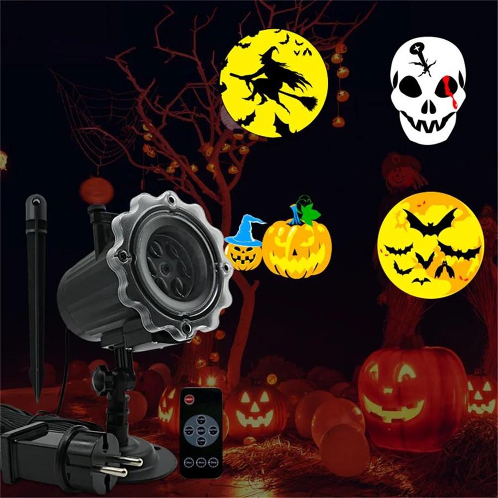 Christmas Halloween Lights Projector Waterproof Indoor Motion Remote Control LED 16 Slides Holiday Lamp Party Outdoor Garden House Room Night Light