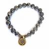 8mm Frosted Amazonite Mala Bracelet with Lotus Yoga Pendant