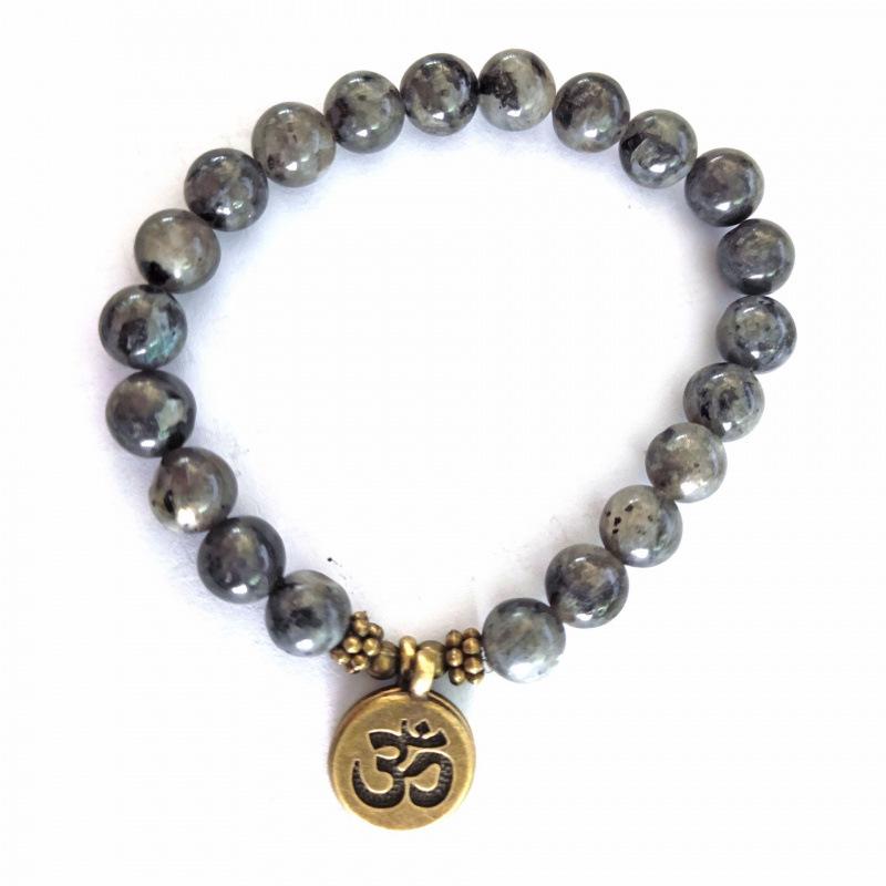8mm Frosted Amazonite Mala Bracelet with Lotus Yoga Pendant
