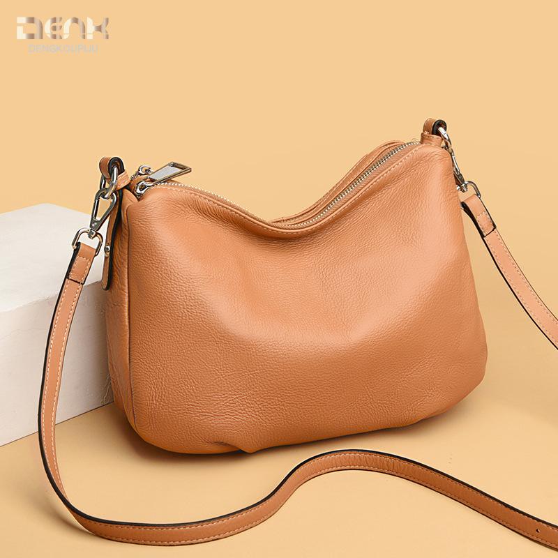 New leather women's bag Korean version of versatile large-capacity first-layer cowhide shoulder messenger bag bag women