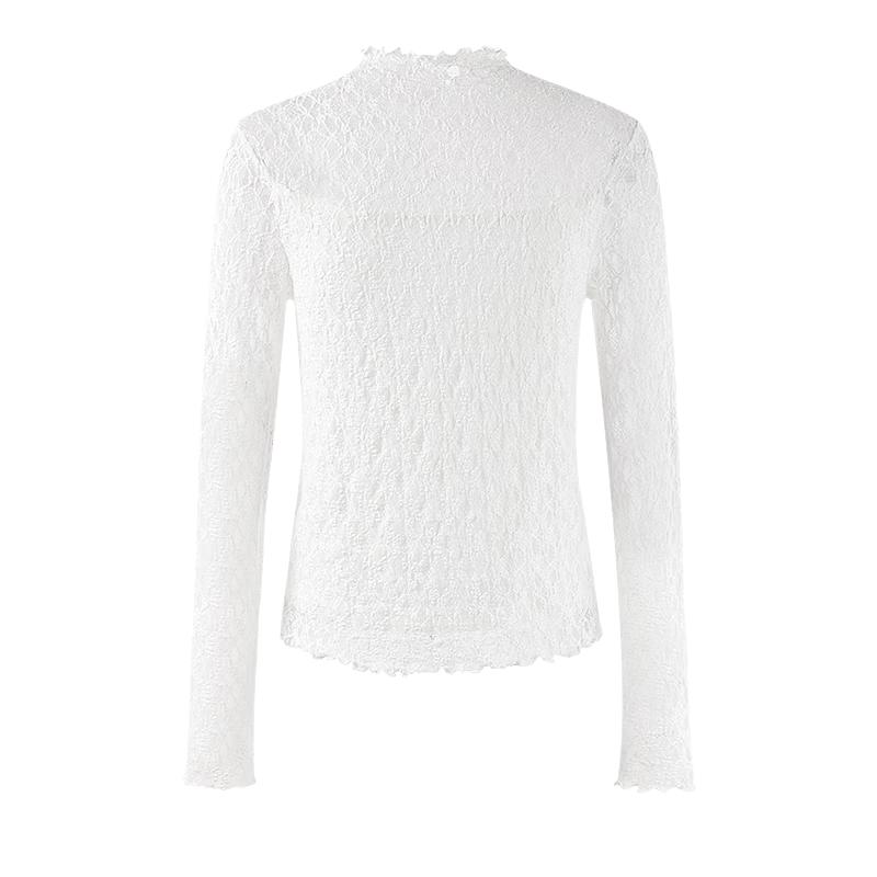 

Qiushui Yiren Ruffle Lace Long Sleeve Top S
